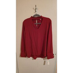 Simply Styled Blouse Womens Size Large Long Sleeve Red Cocktail NWT Button Y2K